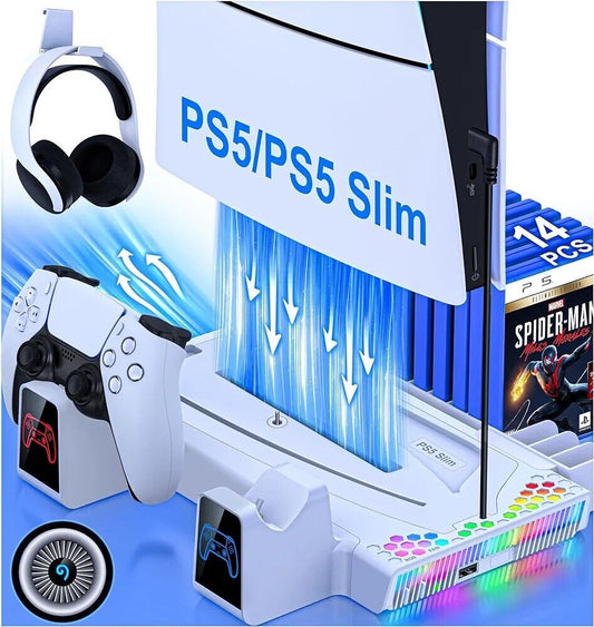 PS5 cooling stand with RGB lights designed for effective heat dissipation and stylish gaming setup