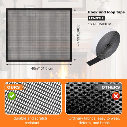 Les-Theresa PVC mesh fireplace cover featuring durable design for protection against sparks and debris