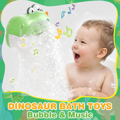 JoiTale rechargeable baby bath bubble machine with cheerful dinosaur design for fun bath time