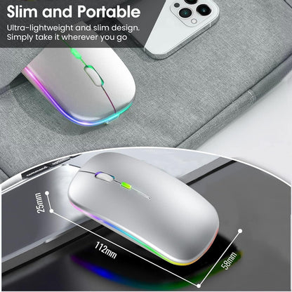 The Trading Warehouse slim and portable rechargeable wireless mouse with LED lights and ergonomic design