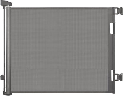 Dearlomum retractable mesh safety gate in grey with durable frame for child safety
