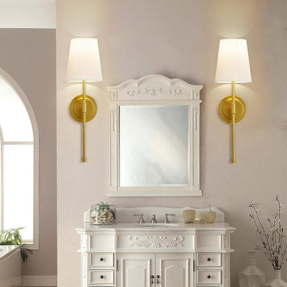 Elegant retro wall sconces set of 2 with white shades, perfect for adding vintage charm to any room