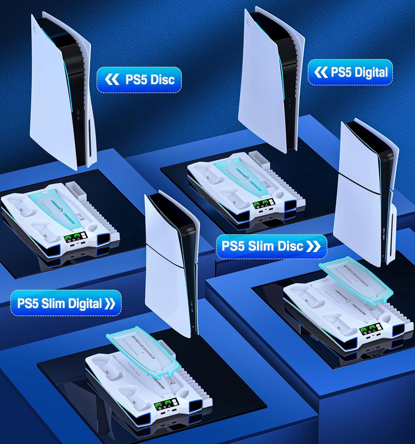 Fanxieast RGB PS5 cooling stand suitable for both PS5 Disc and Slim Digital editions