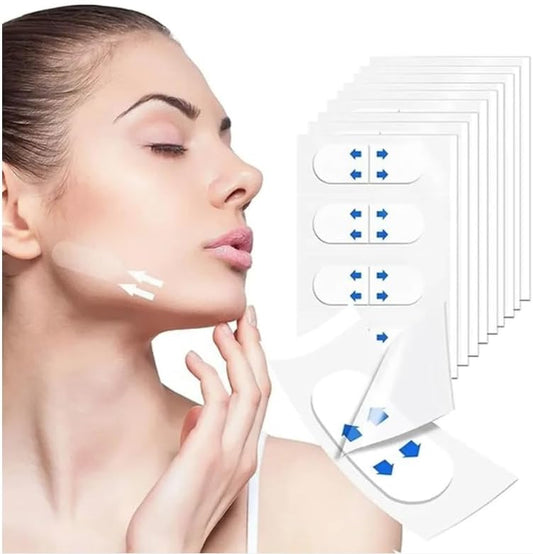 Rissing facelift tapes for instant lift, enhancing facial contour with easy-to-use application strips