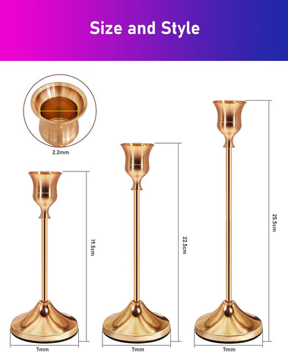 Rose gold candle holders set featuring elegant tall designs, ideal for home decor and special occasions