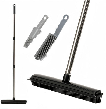 Waibejon rubber broom for pet hair removal with detachable combs for easy cleaning