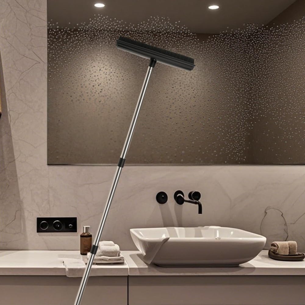 Waibejon rubber broom for pet hair removal with a sleek design, ideal for cleaning surfaces effortlessly