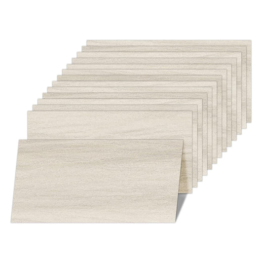 Set of twelve Mysflosy self-adhesive floor tiles in a light wood finish for easy home renovation