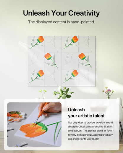 Self adhesive sound proofing panels with a floral design for enhanced creativity and sound absorption