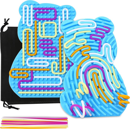 Welmay sensory activity board for kids in bear shape with colourful textured patterns for tactile play