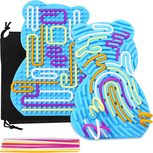 Welmay sensory activity board for kids in bear shape with colourful textured patterns for tactile play