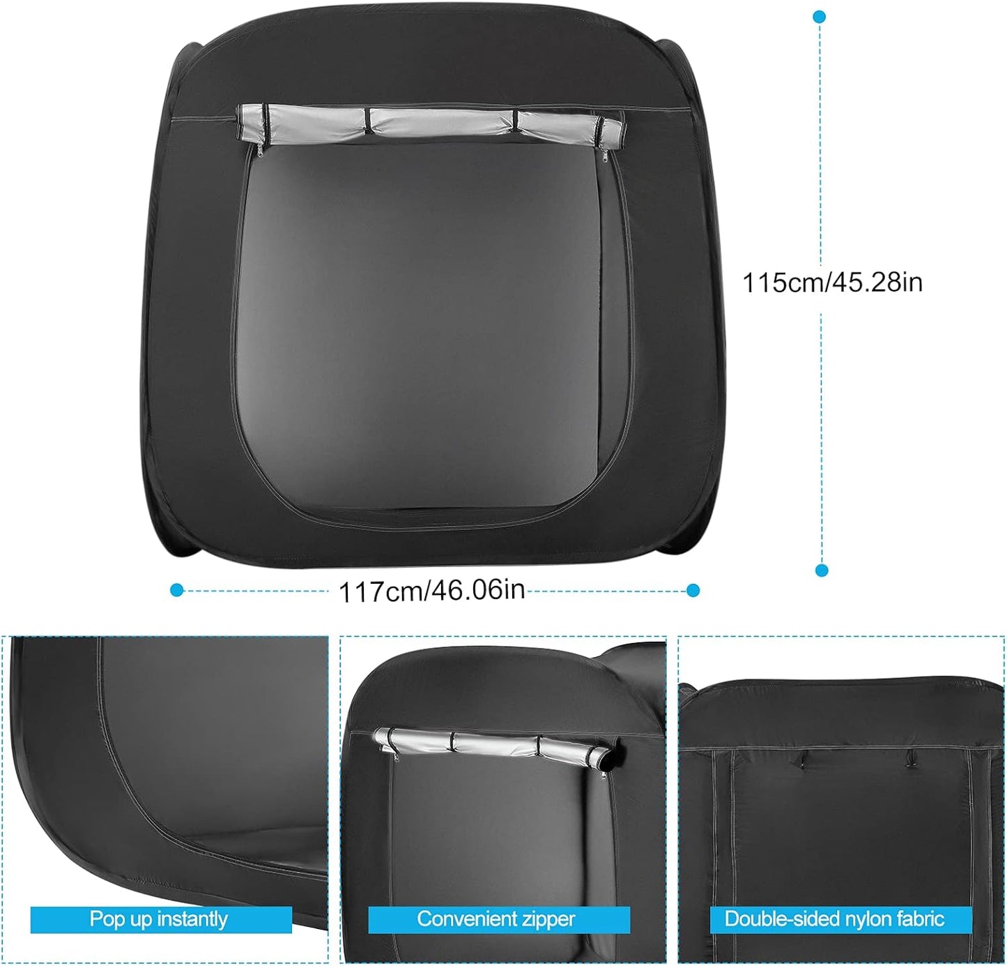 YBike sensory blackout tent for children with instant pop-up design and double-sided nylon fabric