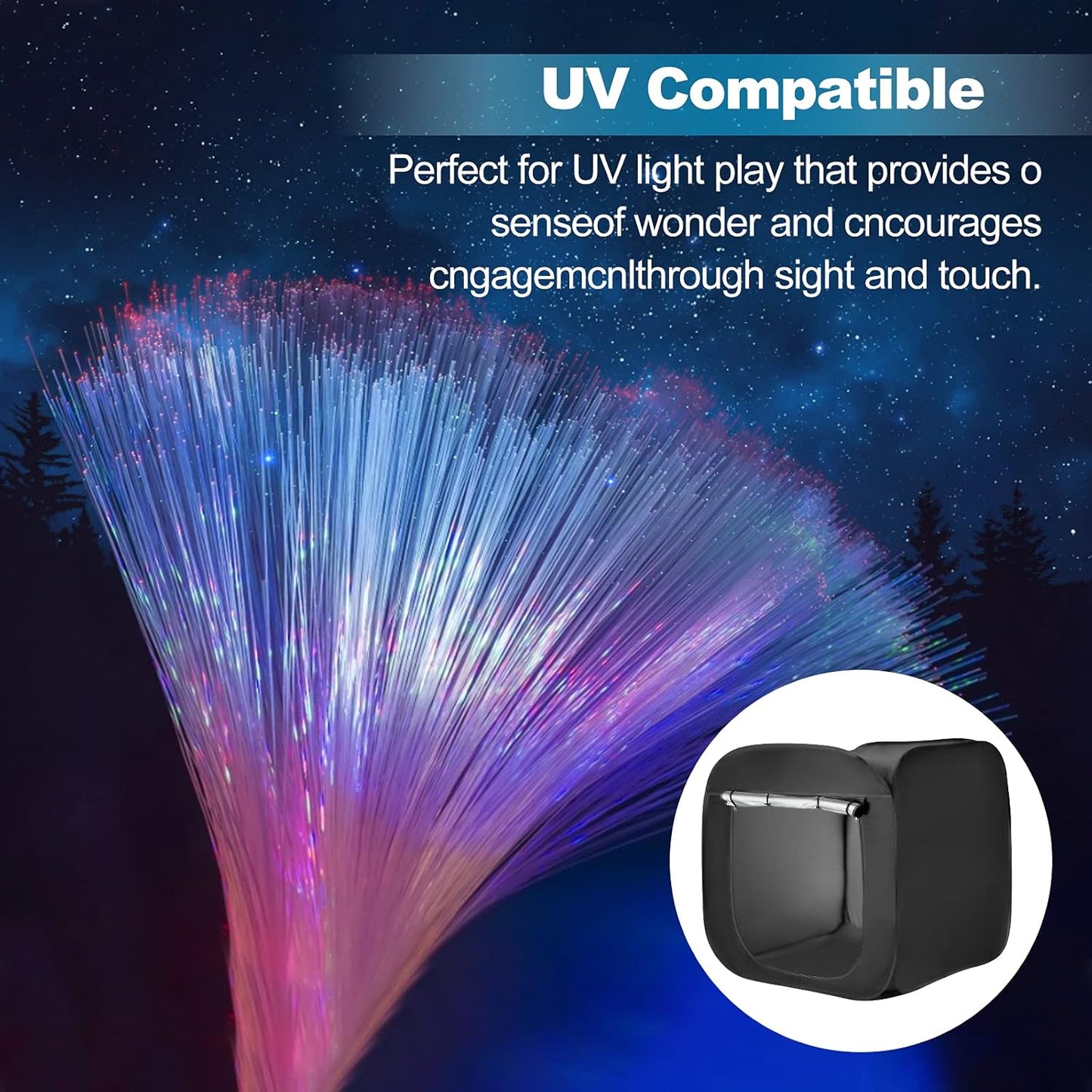 YBike sensory blackout tent for children designed for engaging play and UV light interaction