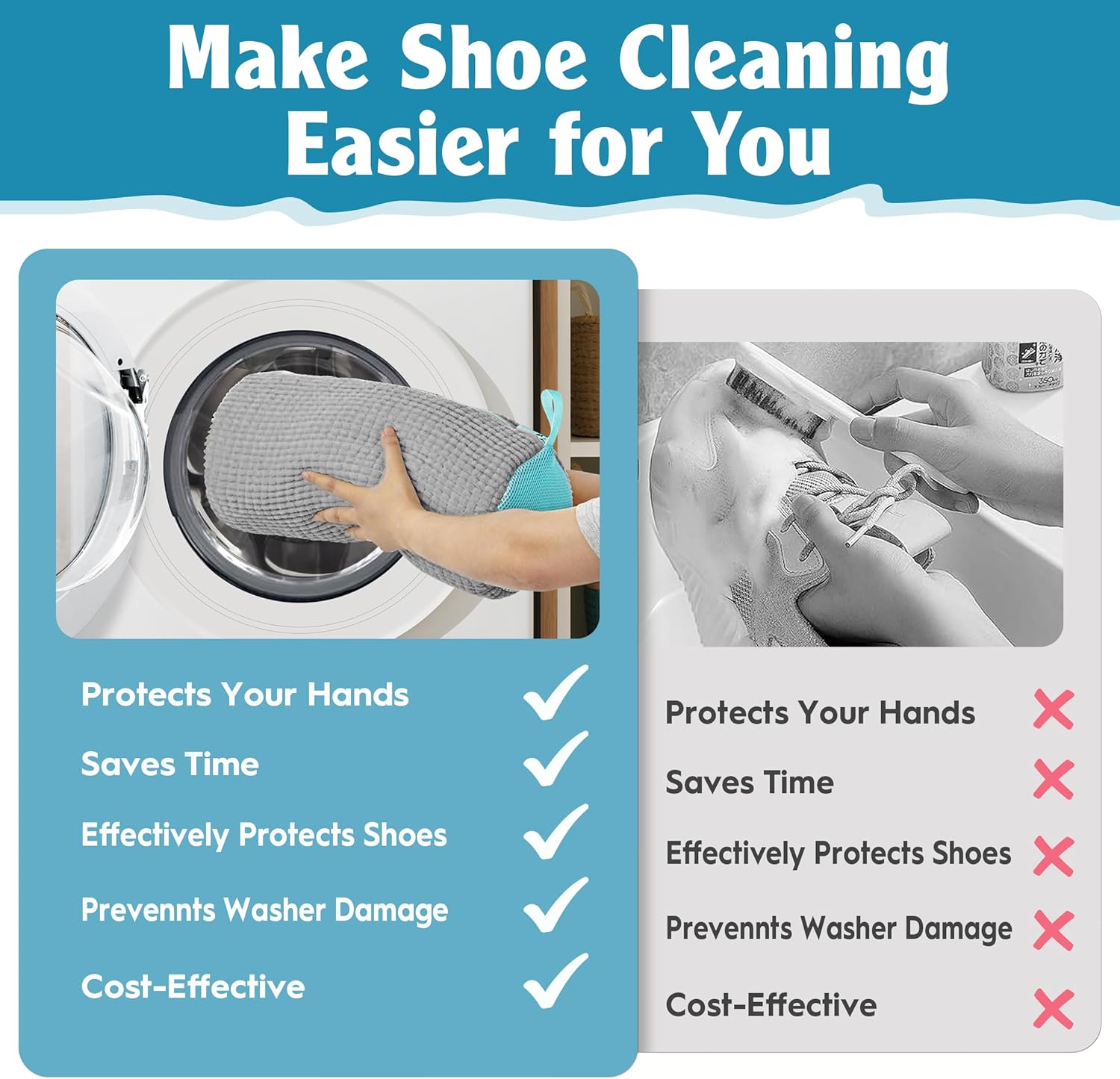 Jeekscss shoe washing machine bag for easy and effective shoe cleaning, protecting hands and preventing washer damage
