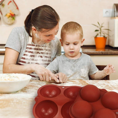 Silicone chocolate mould for making spherical chocolates, perfect for baking with kids