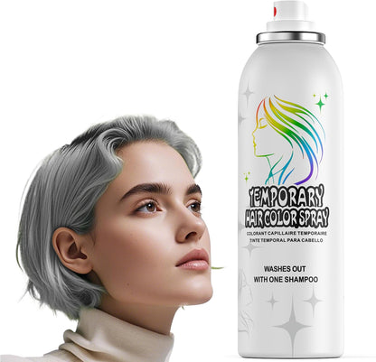 HIESGIE silver white temporary hair colour spray in a sleek can, ideal for quick hair transformations