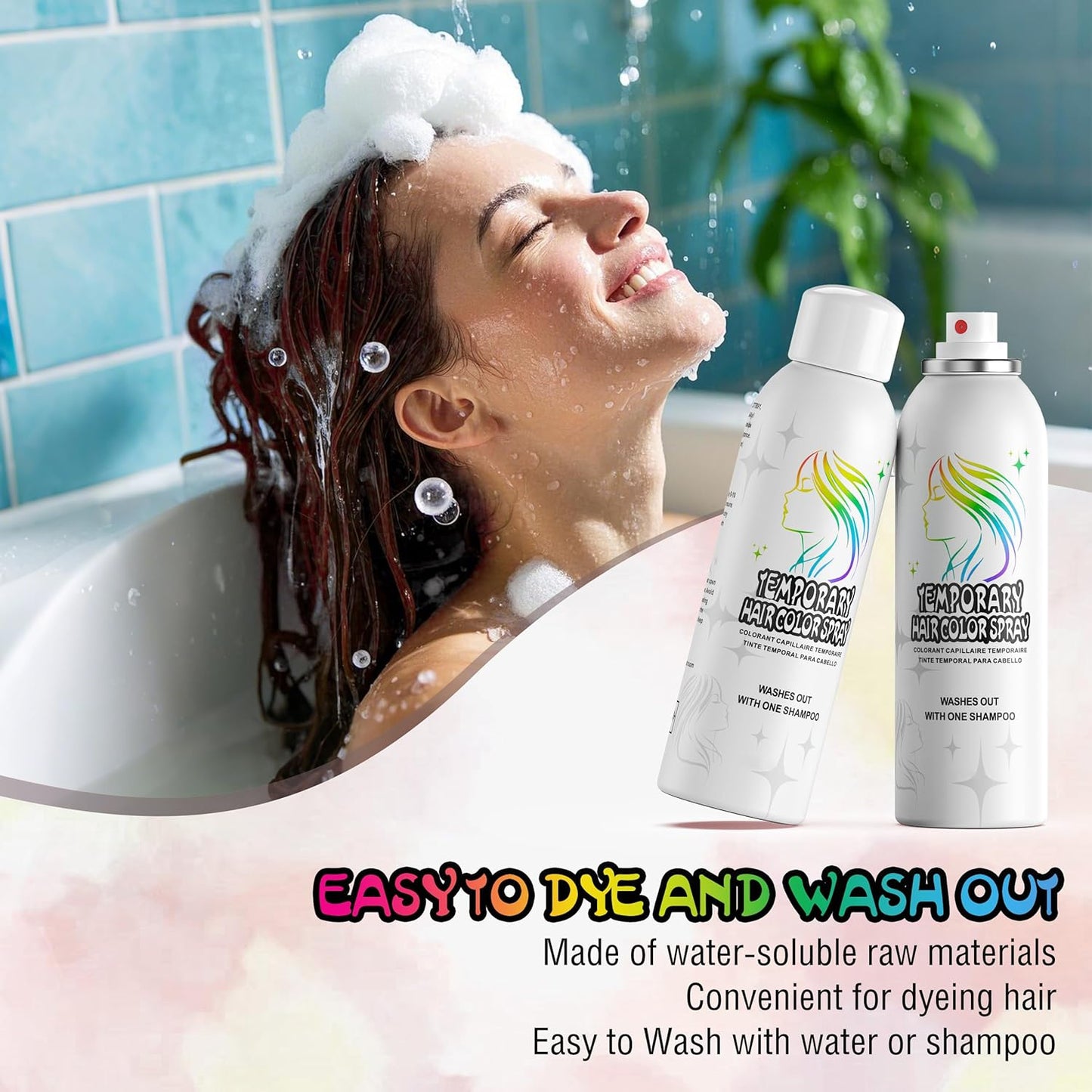 HIESGIE silver white temporary hair colour spray for easy application and wash-out, perfect for home use