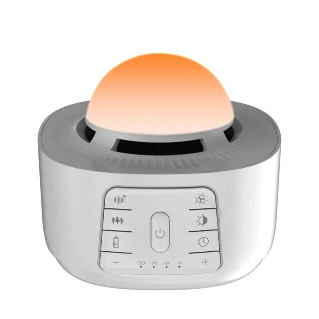 Sleep therapy sound machine with soothing light features and easy-to-use control panel for better sleep