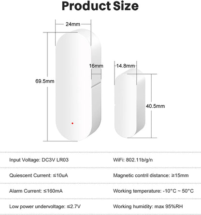 Risoon smart door window sensor with compact design and WiFi connectivity for home security