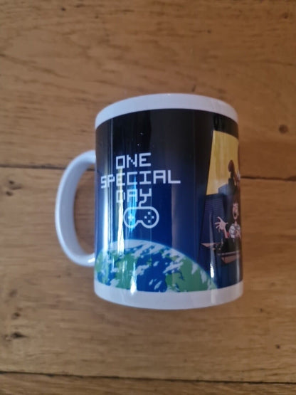 Special Effects 15th Anniversary mug featuring gaming graphics and a vibrant Earth design