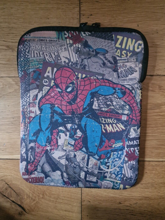 Spiderman iPad sleeve case featuring colourful comic book art for protective storage