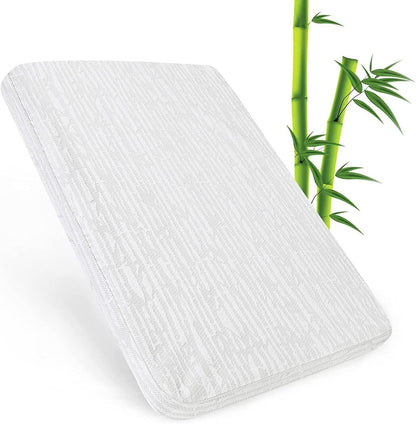 Sprintspirit cot mattress for travel in white with a bamboo design, ideal for infants and toddlers