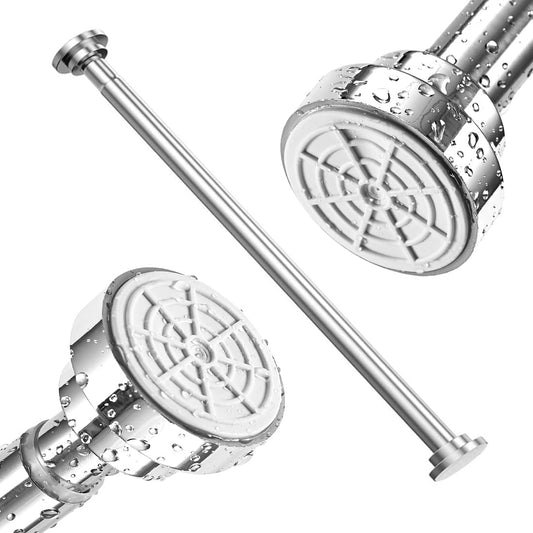 GQC stainless steel extendable shower curtain rod with a polished finish and water-resistant design