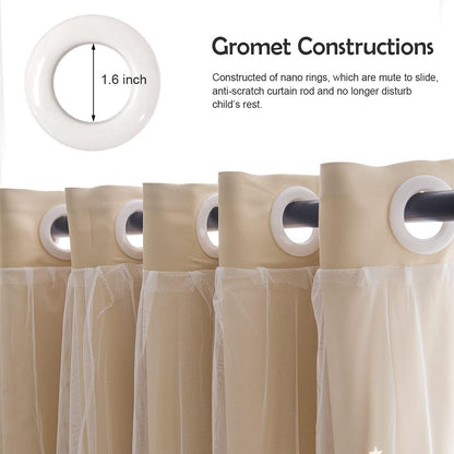 Grommet construction of star blackout curtains for kids featuring easy slide rings and soft fabric