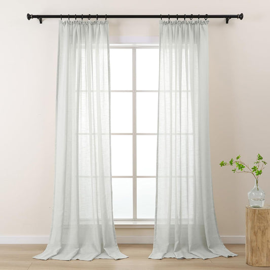 L.Z.E silver grey semi sheer kitchen curtains elegantly framing a bright window