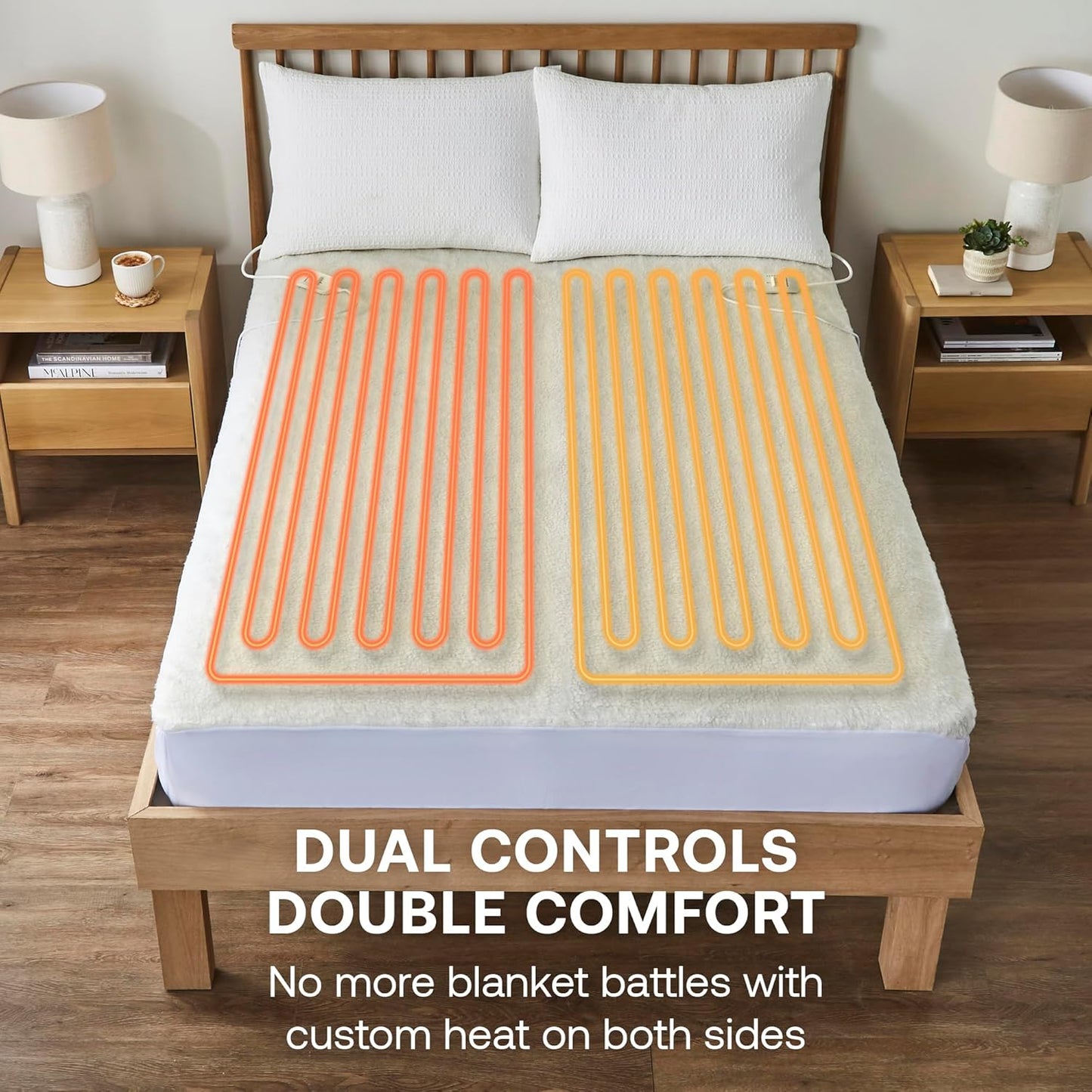 Dimplex super king electric fleece mattress cover with dual controls for custom heat on both sides