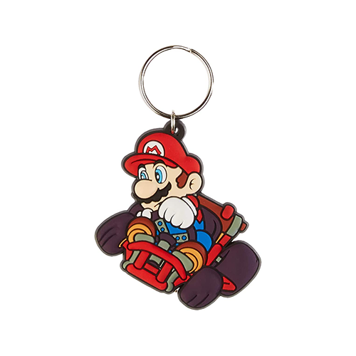 Bioworld Super Mario Kart keyring featuring Mario in his racing kart design
