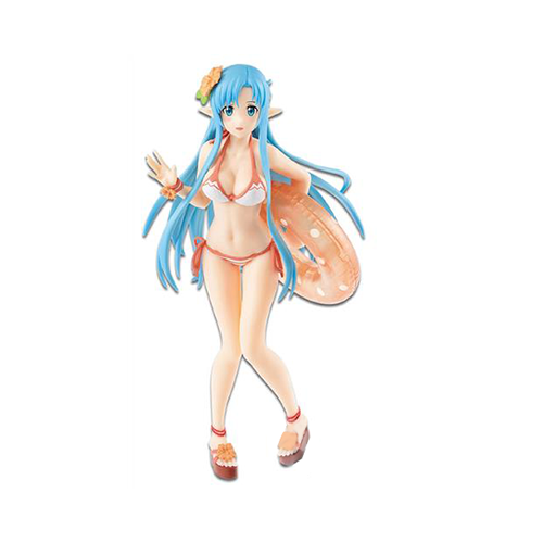 Banpresto Sword Art Online Asuna figure in swimsuit with a playful pose and beach accessories