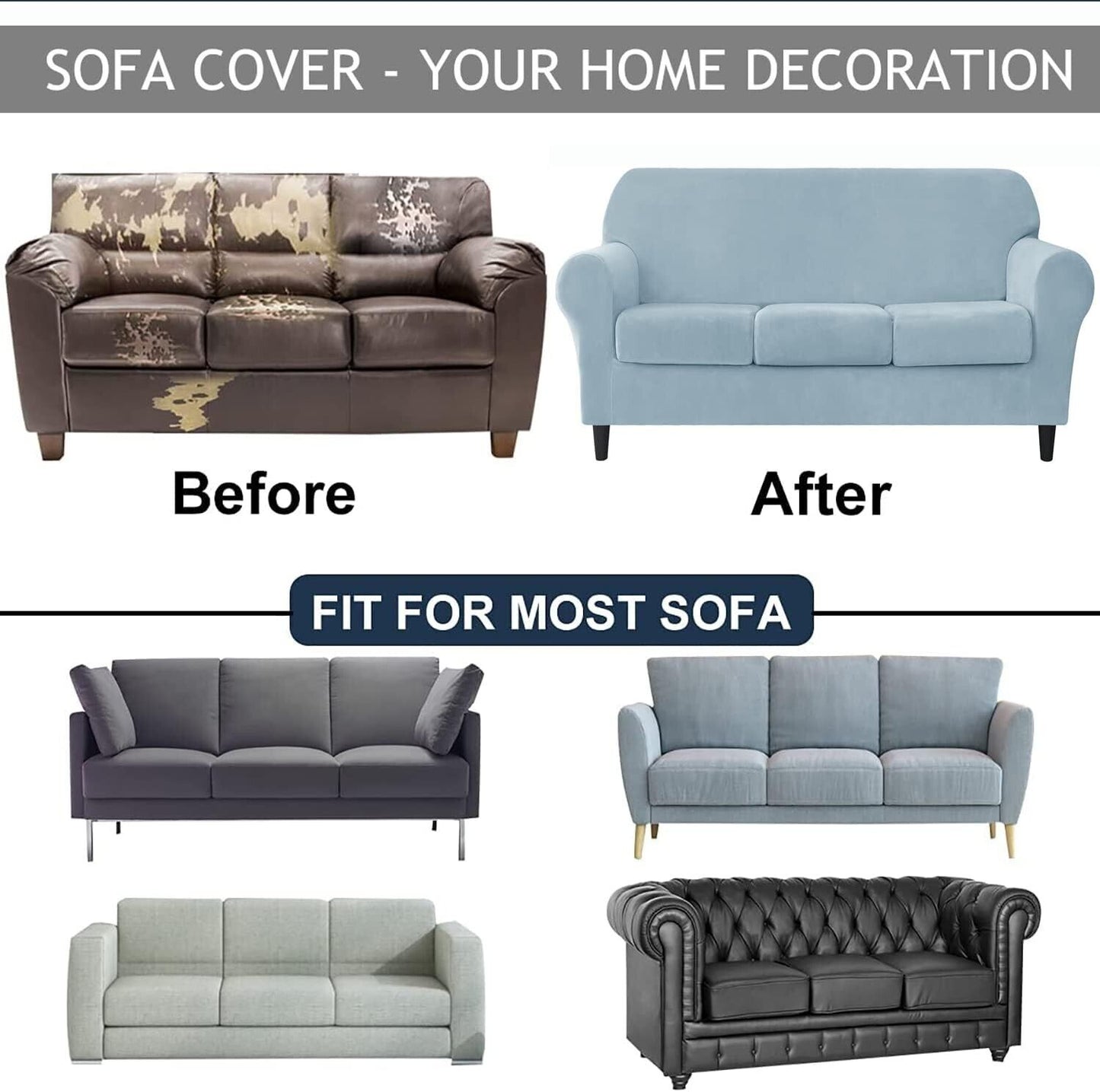 Transform your sofa with a stretch velvet sofa slipcover, fitting most sofa styles beautifully
