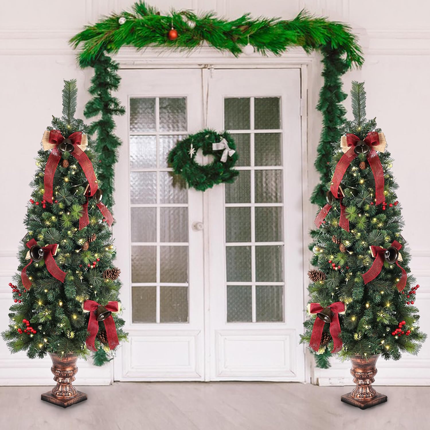 A-SZCXTOP pre-lit artificial Christmas tree 5ft with festive decorations and warm lights