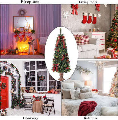Pre-lit artificial Christmas tree 5ft, elegantly decorated for festive home interiors with various holiday settings