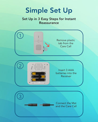 Step-by-step guide for setting up the pressure mat alarm for elderly with easy battery insertion