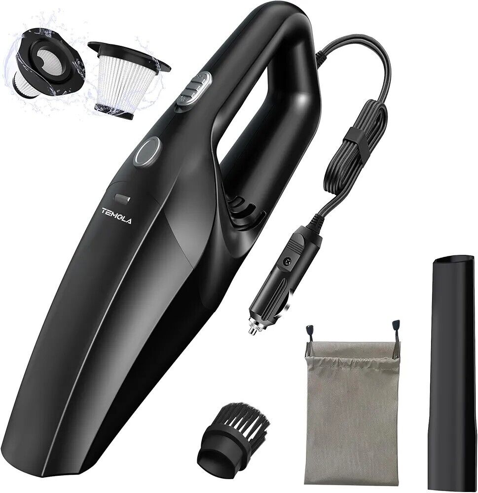 Temola car vacuum cleaner with accessories ideal for keeping your vehicle interior clean and tidy