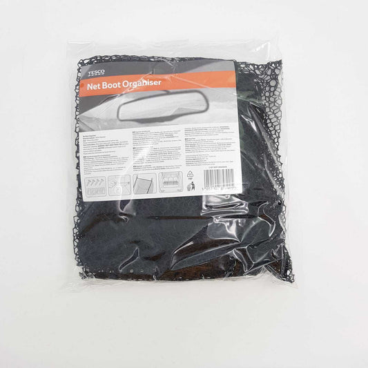 Tesco car boot organiser net in packaging for keeping your car boot clutter-free