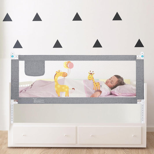 YIFOV toddler bed guard for single bed with playful giraffe design for child safety