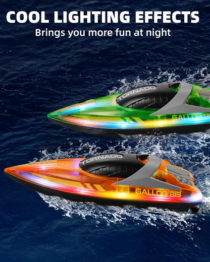 Gleamkid RC boat for kids with cool lighting effects for fun on water at night