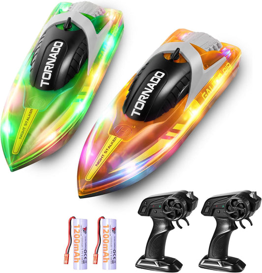Gleamkid Tornado Remote Control Racing Boat Set with Two Colorful Boats and Controllers