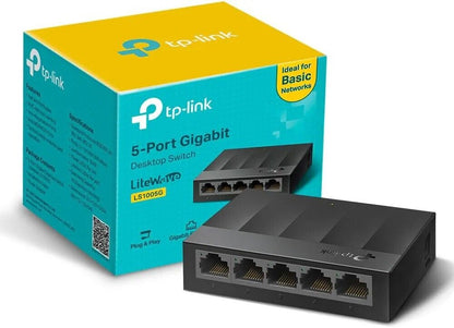 TP-LINK 5 port gigabit switch with five Ethernet ports for seamless network connectivity