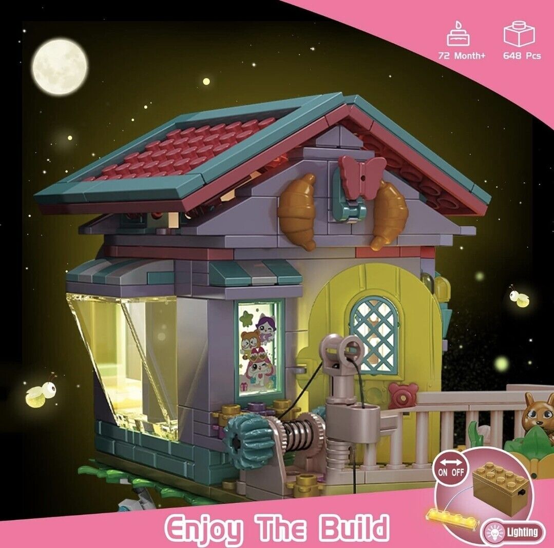 Colourful tree house building set for kids with lights and detailed design, perfect for creative play