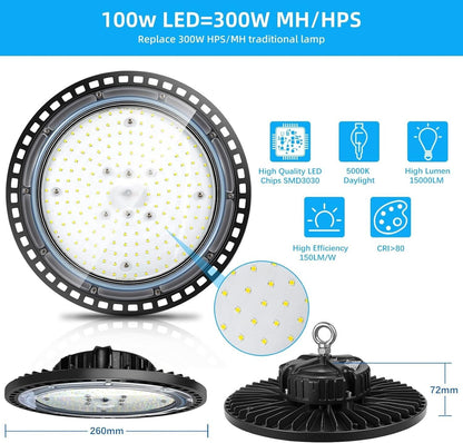 UFO LED high bay light 100W with high efficiency LED chips and 15000 lumens output