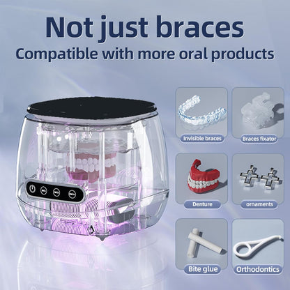 Ultrasonic cleaner for oral products, compatible with braces, dentures, and orthodontics