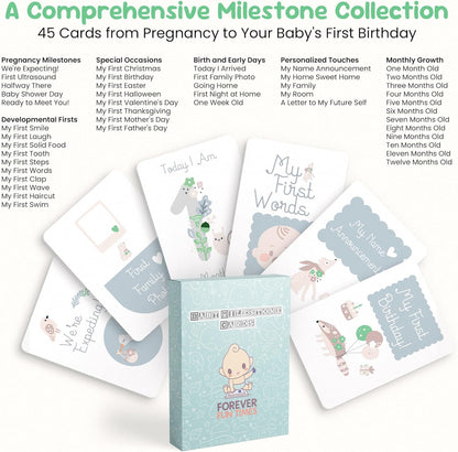 Forever Fun Times unisex baby milestone cards set with 45 cards for tracking baby growth and milestones