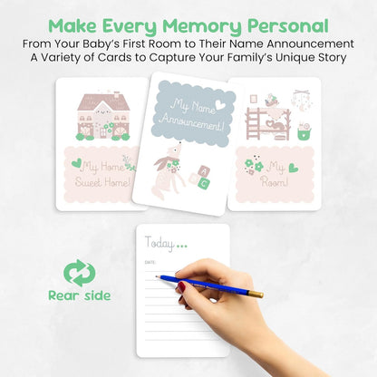 Unisex baby milestone cards featuring room announcements and personal details for memorable keepsakes