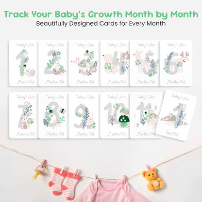 Forever Fun Times unisex baby milestone cards for tracking monthly growth with adorable designs