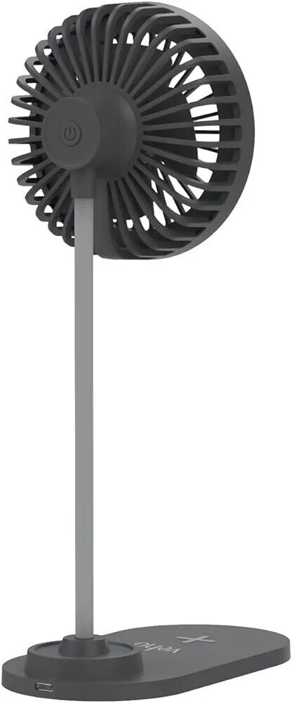 3-in-1 USB desktop fan in grey with adjustable height and tilting head for versatile cooling
