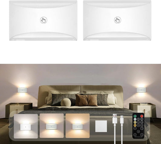 Joyes rechargeable wall night lights with remote control and USB cable for bedroom lighting